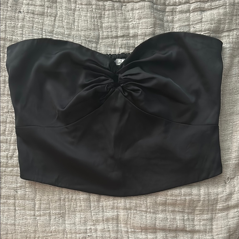 Abercrombie Black Strapless Satin Top